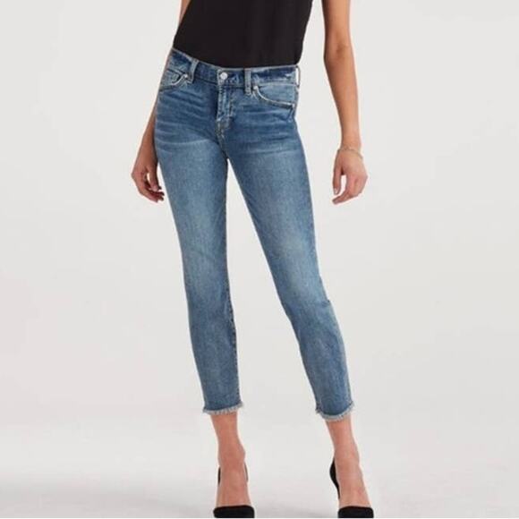 7 For All Mankind b(air) Roxanne Ankle with Raw Hem Slim Straight - Picture 1 of 12